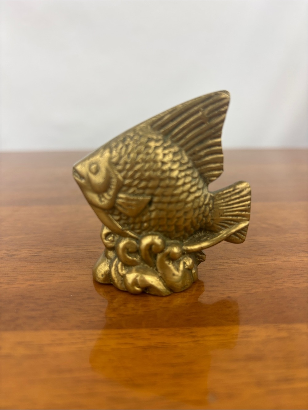 Vintage boho Brass fish paperweight nautical figurine